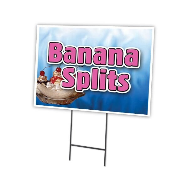 Banana Splits Yard Sign & Stake outdoor plastic coroplast window, C-1216-DS-Banana Splits